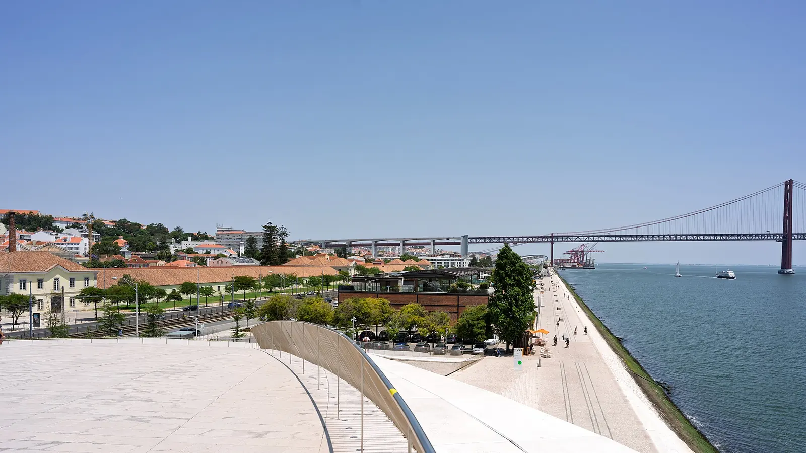 View from the MAAT Rooftop Toward Ponte 25 de Abril and the Lisbon Waterfront (54702003134)